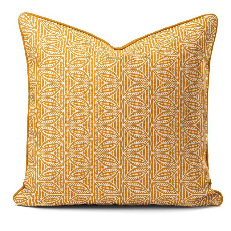 Hand-printed Cushion- Cottage Leaves