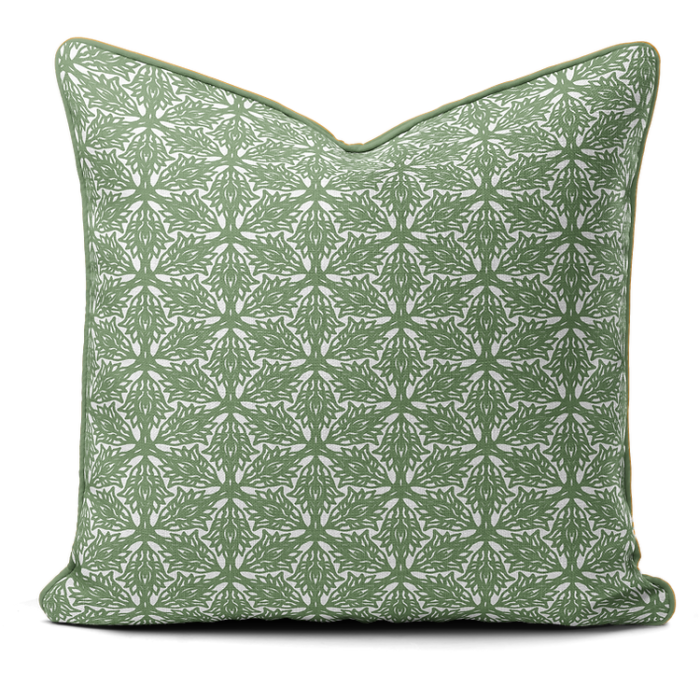 Hand-printed Cushion- Flower Meadow sage green