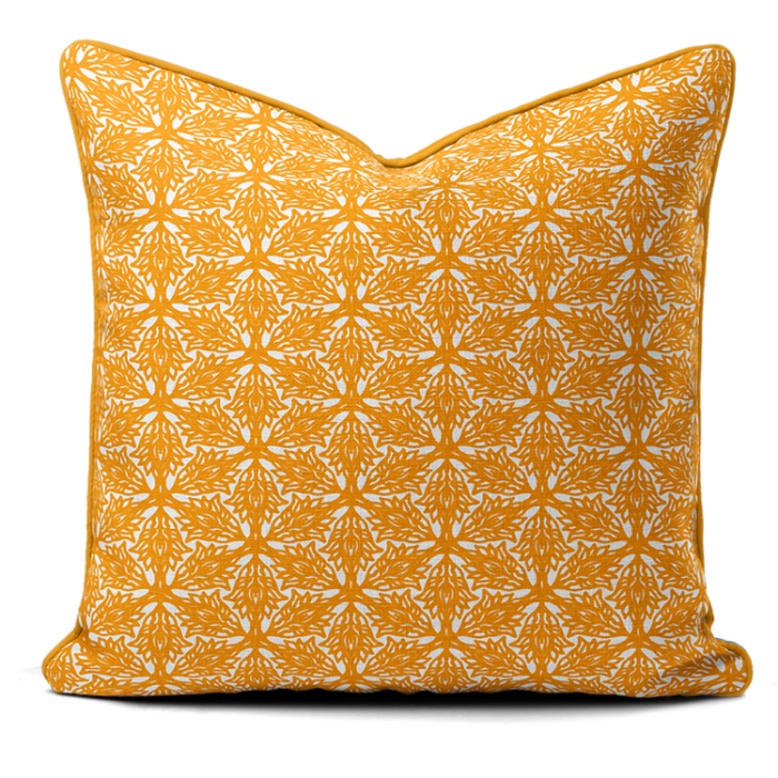 Hand-printed Cushion- Flower Meadow yellow
