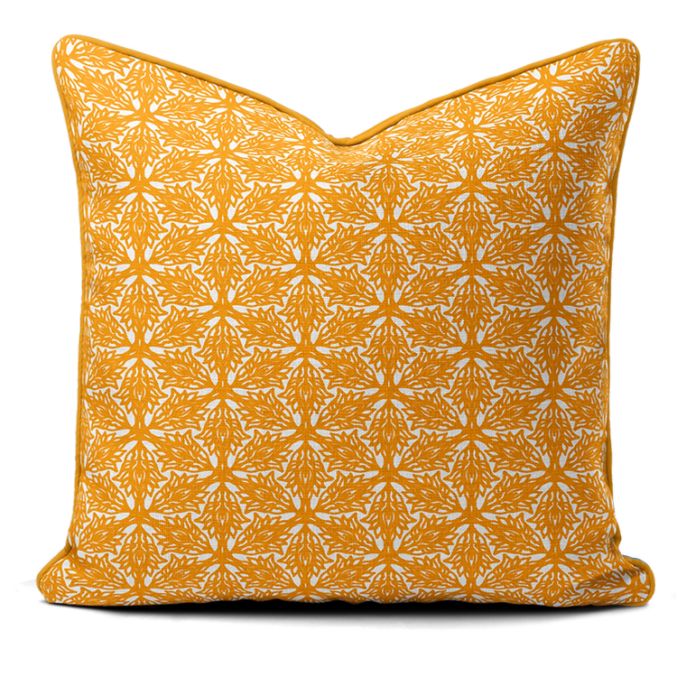 Hand-printed Cushion- Flower Meadow yellow