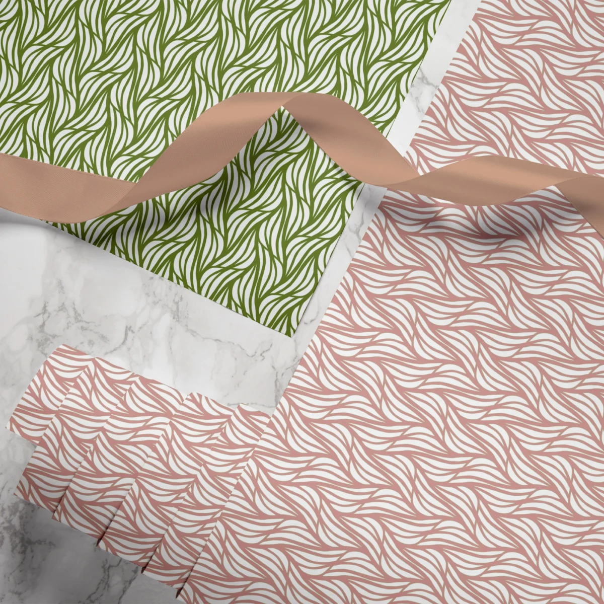 Hand-printed Gift Wrap- Rustling Willow Leaves - Image 1