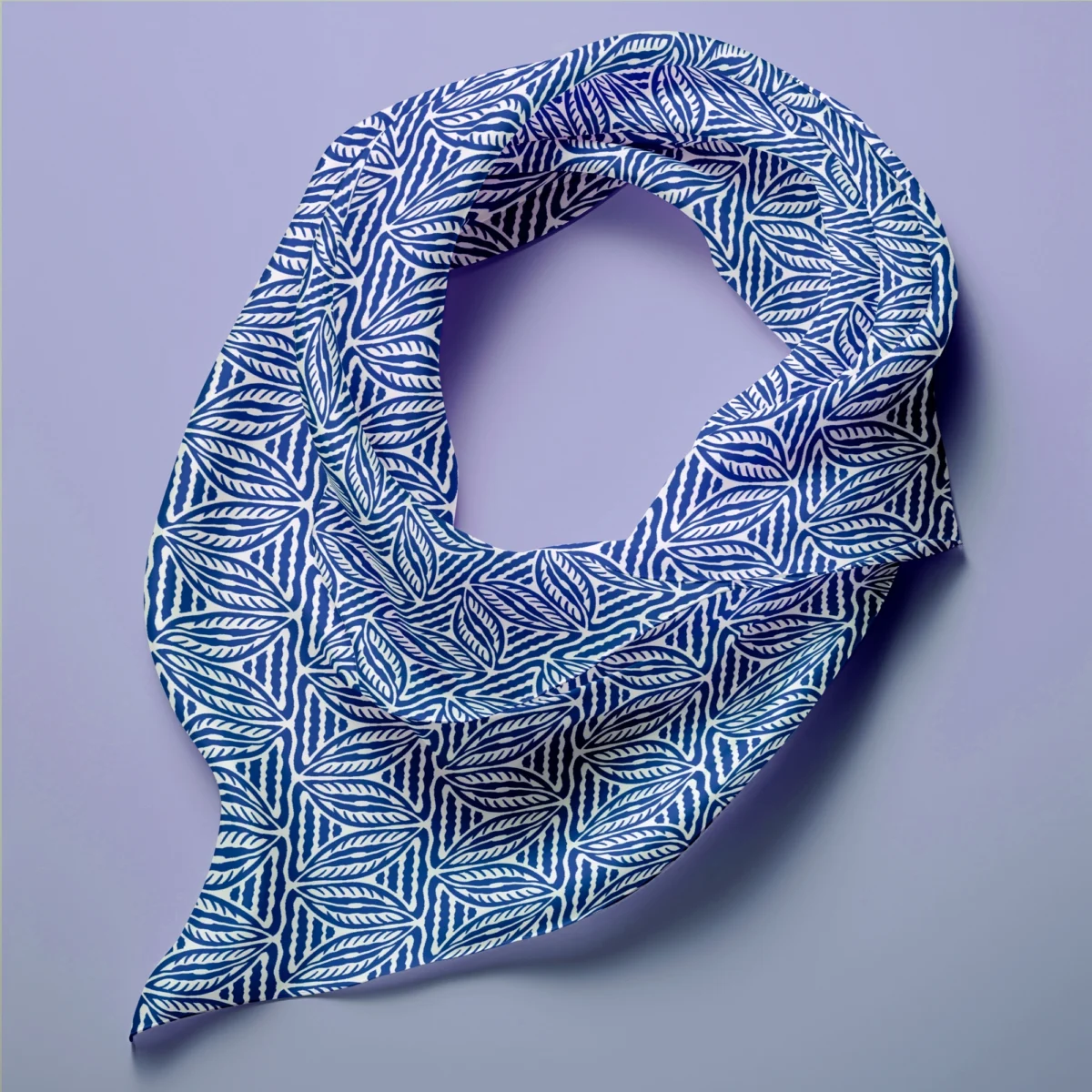 Hand-printed Silk Scarf- Cottage Leaves - Image 3