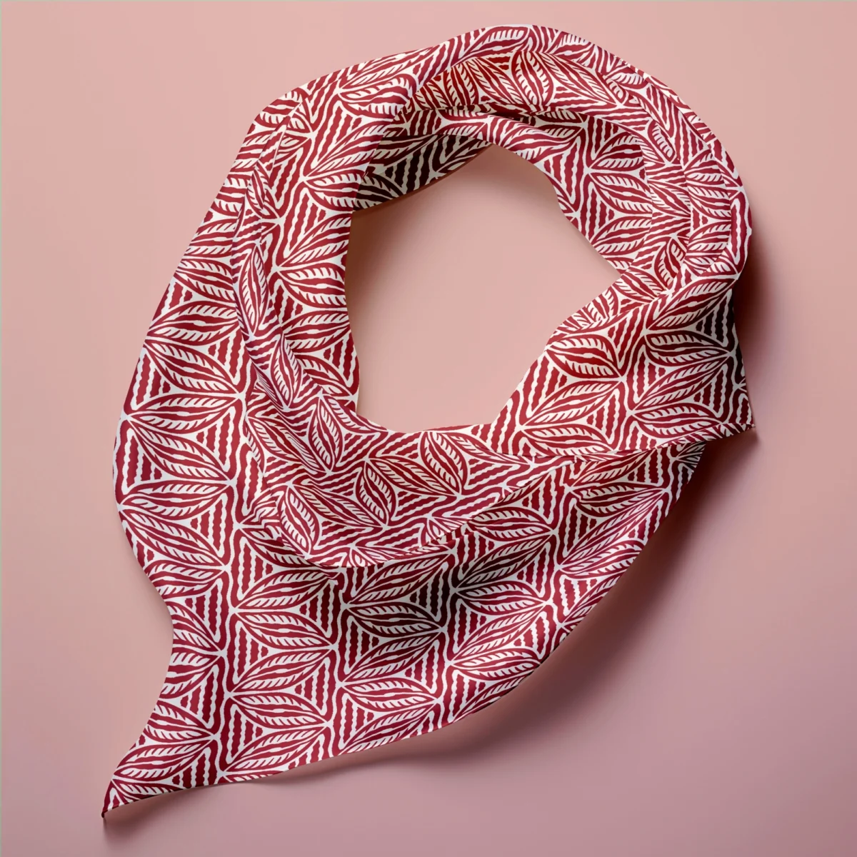 Hand-printed Silk Scarf- Cottage Leaves - Image 1