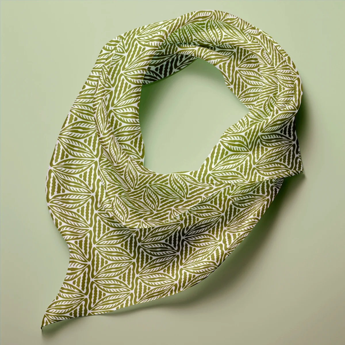 Hand-printed Silk Scarf- Cottage Leaves - Image 2