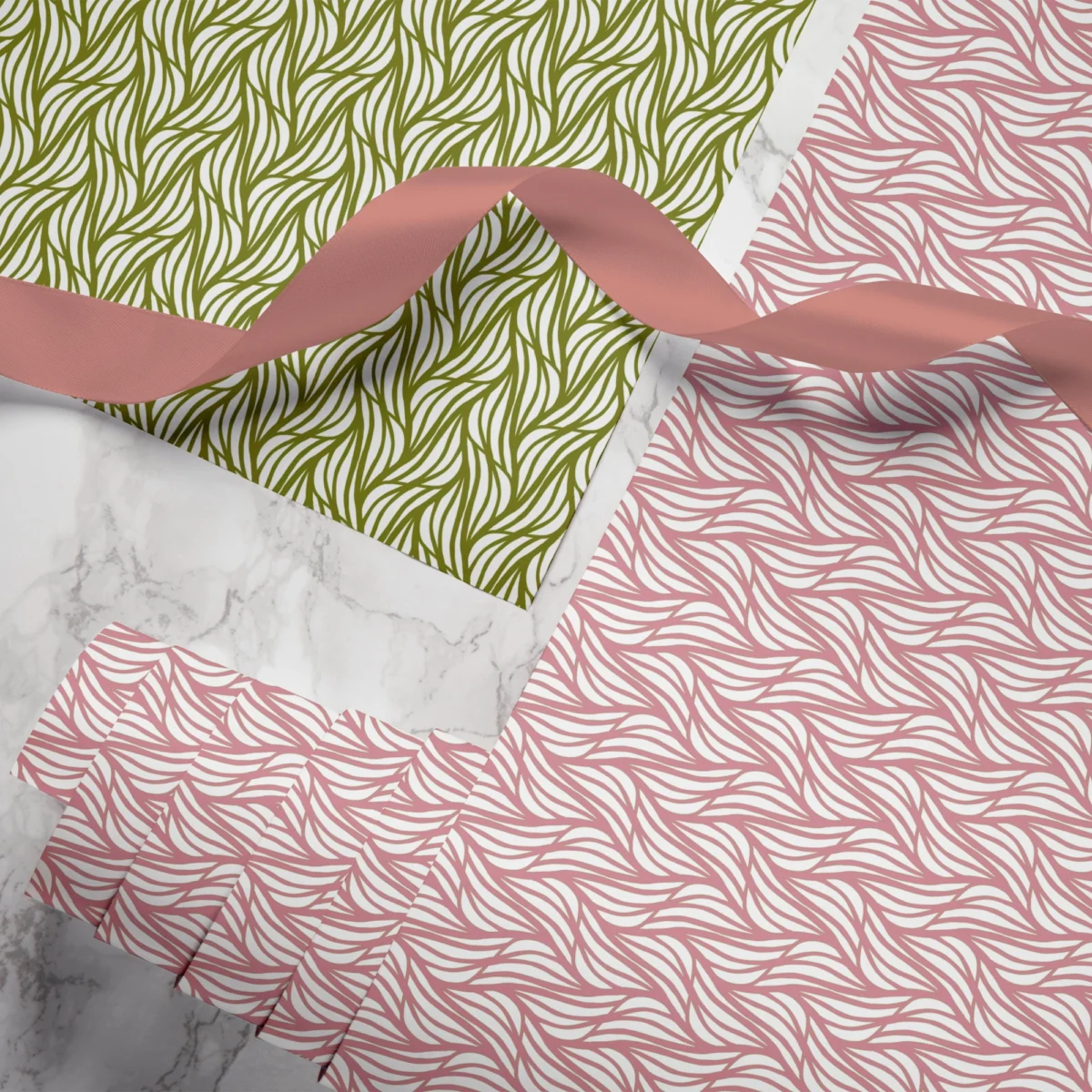 Hand-printed Gift Wrap- Rustling Willow Leaves - Image 3